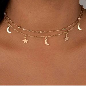 Sun and moon double necklace